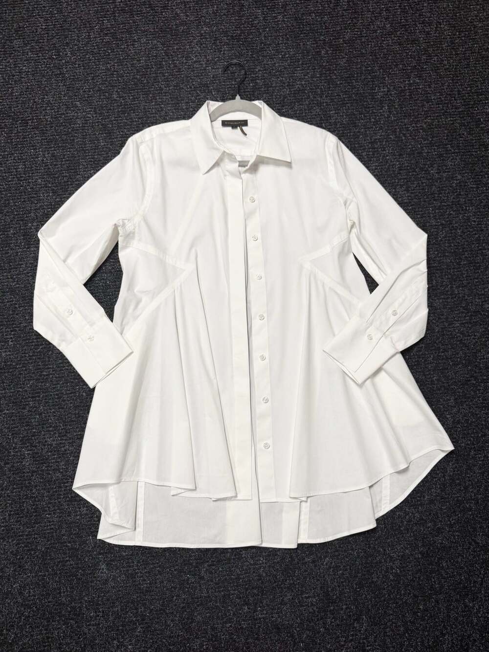 Donna Karan New York Women's Medium M White Poplin Button Down Tunic Shirt Peplu